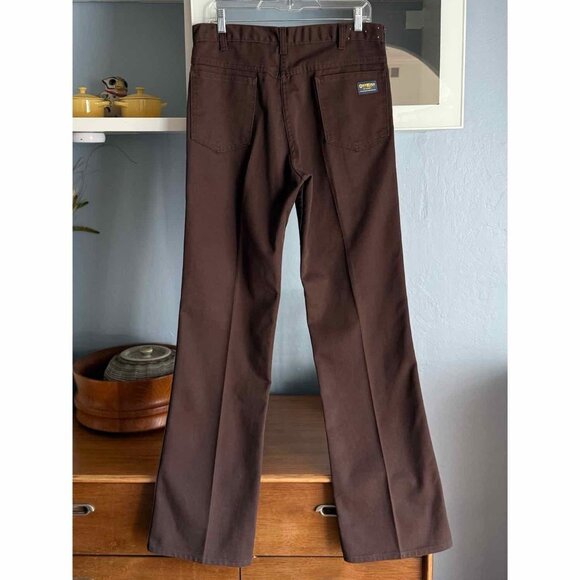 Vtg 70’s Oshkosh B Gosh Work Pants Jeans Bootcut Flare USA Union Made Brown - Picture 2 of 8